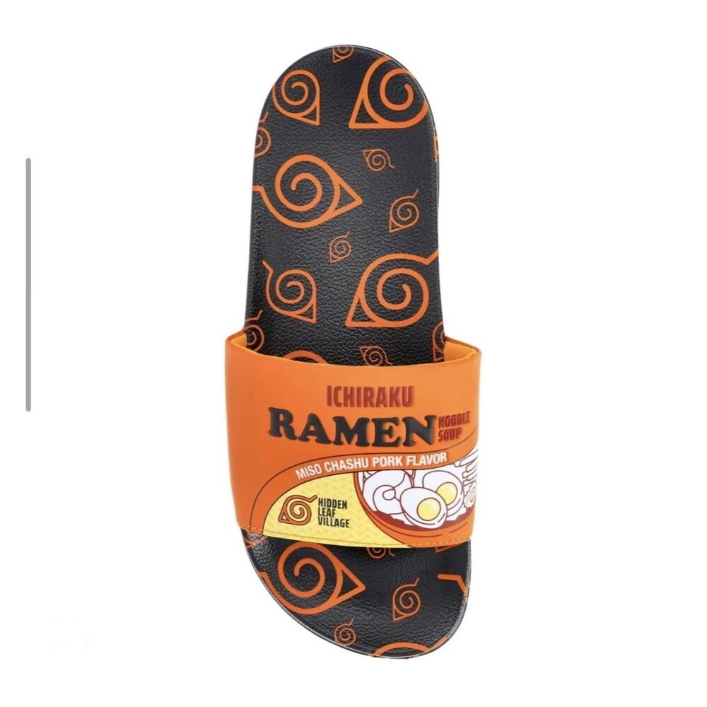 Naruto Shippuden Ichiraku Ramen Soup Slide Sandals Men's Size 8- Sport Orange